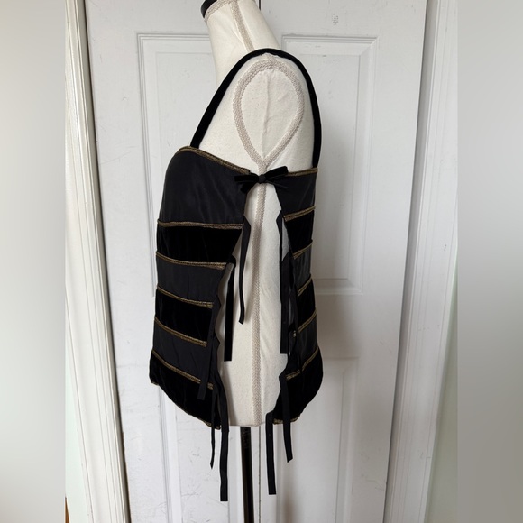 Late 1980s Gianni Versace Black and Gold Baroque Velvet Silk Corset Top Sz Large - Picture 14 of 15